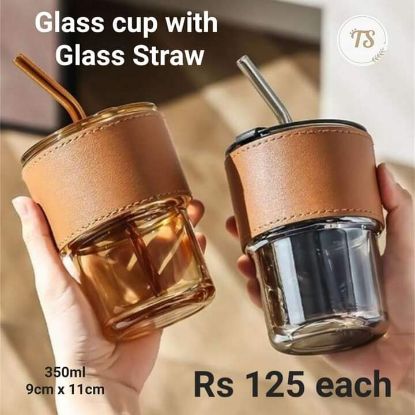 Picture of Glass cup with glass straw