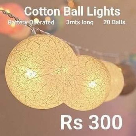Picture of Cotton Ball Light-Battery operated 3 mts long, 20 Balls